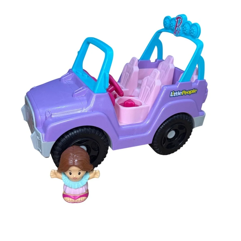 Fisher-Price Little People Barbie Beach Cruiser Purple Jeep Toy Vehicle & Figure